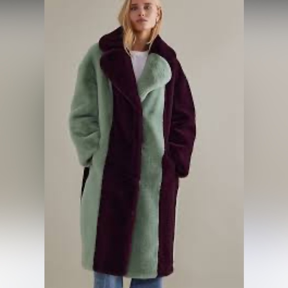 Jakke Katie Striped Coat - Mint Green and Burgundy - Picture 3 of 7